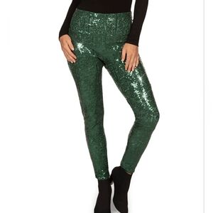 NWT Tipsy Elves Green Sequin High Waisted Leggings